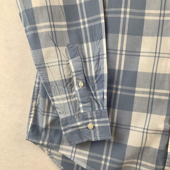 Gap The Big Shirt Mens Small Plaid Shirt Blue White Long Sleeve Button Up Casual - Picture 3 of 13